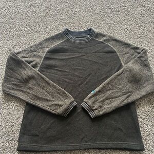 Kuhl Alfpaca Fleece Sweater Mens XL Gray Brown Contrast Stitch Canada crewneck